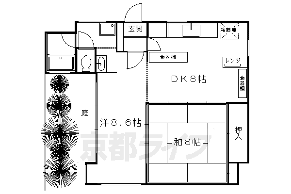 京都府京都市左京区吉田中大路町の賃貸アパートの間取り