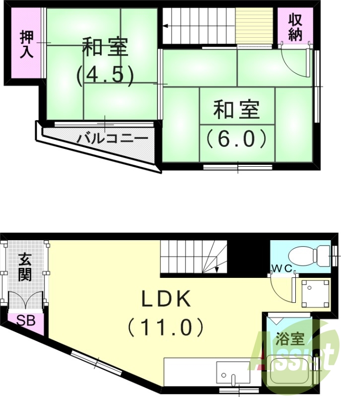 兵庫県神戸市須磨区明神町5丁目（一戸建）の賃貸物件1の間取り