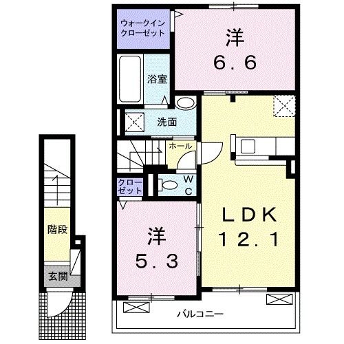 香川県高松市上福岡町（アパート）の賃貸物件の間取り