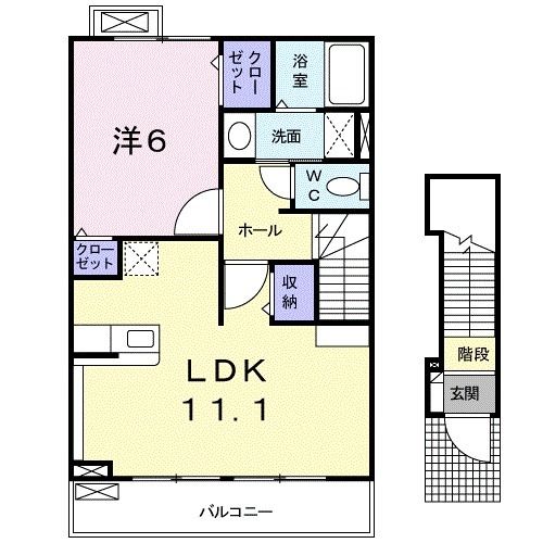 愛媛県新居浜市庄内町6丁目（アパート）の賃貸物件の間取り